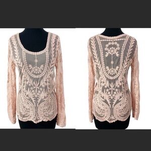 CUPIO, long sleeve laced top, S/M